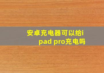 安卓充电器可以给ipad pro充电吗